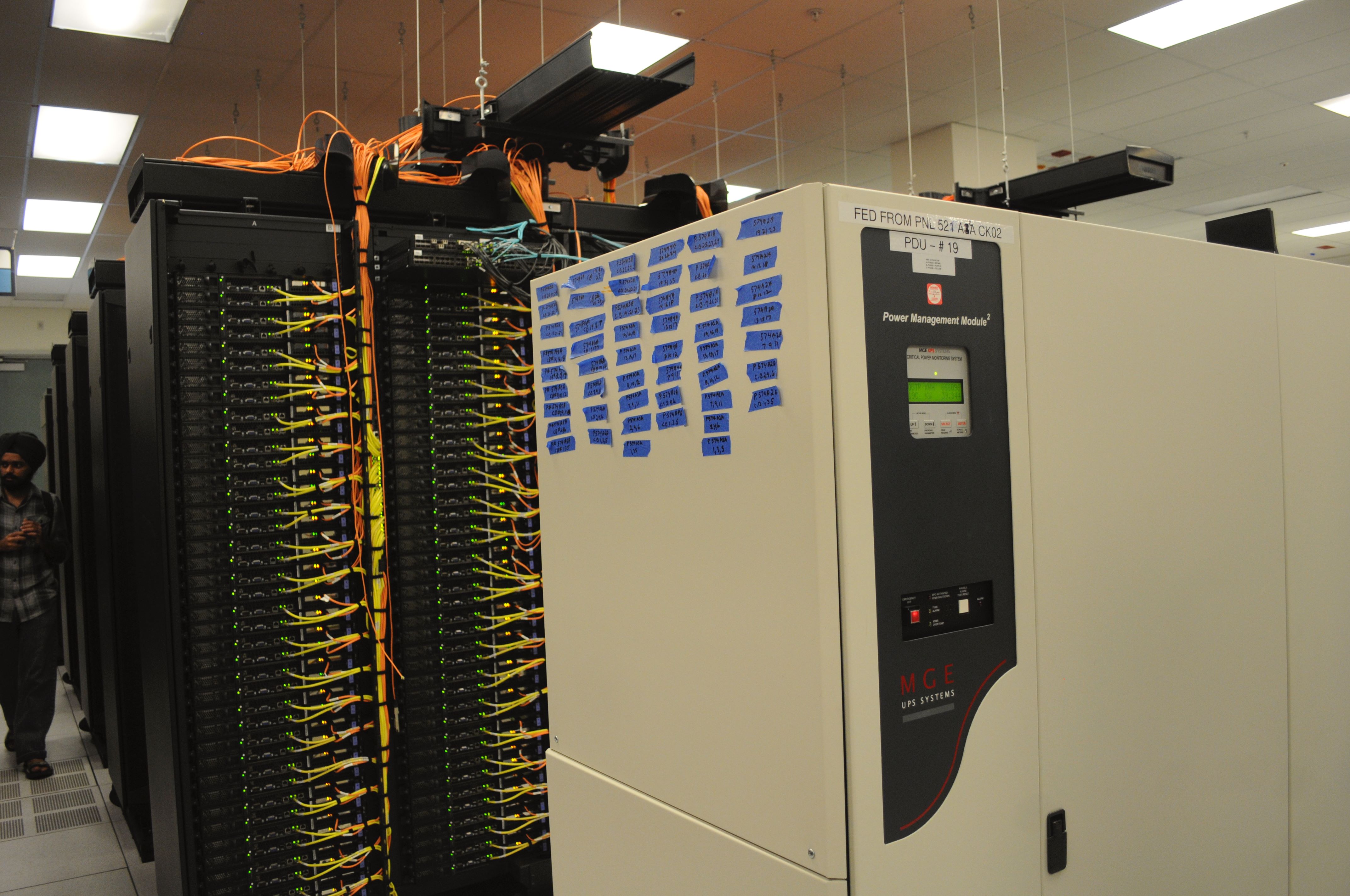 UPS power management module and racks inside NERSC data center