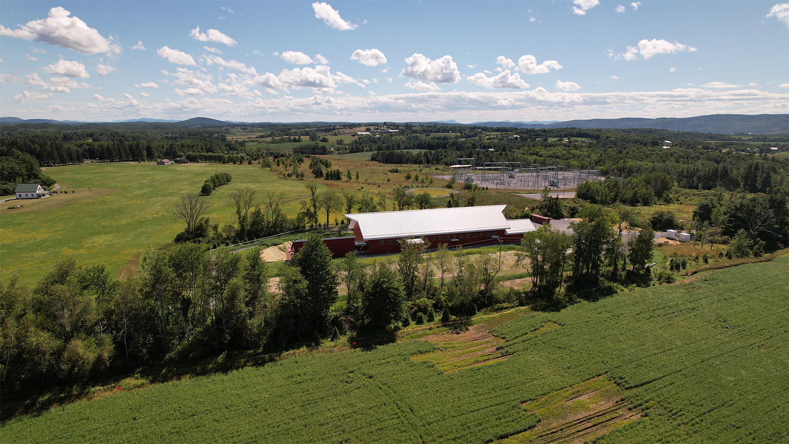 VELCO New Haven backup operations building and substation in the Vermont countryside