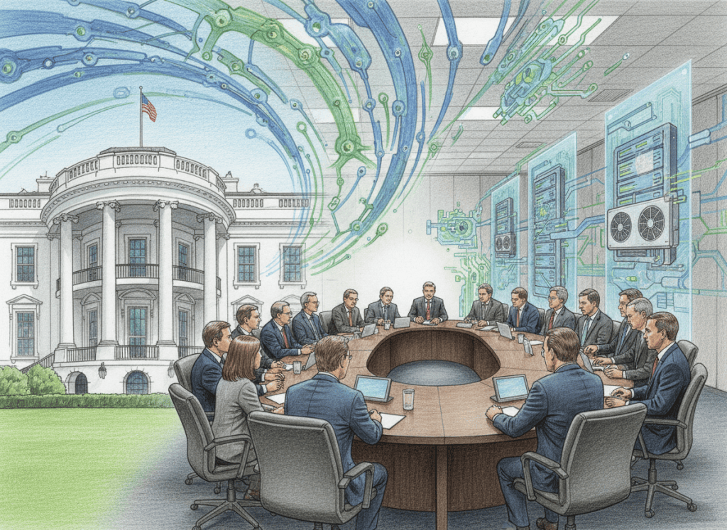 White House technology policy meeting with government officials and AI industry executives