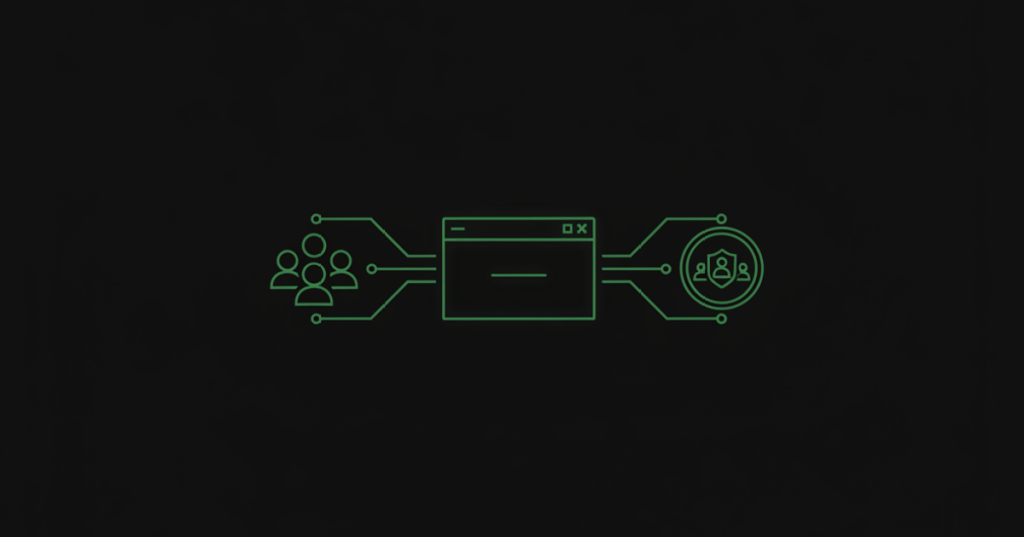 Minimal black and neon-green illustration representing the Windows net localgroup command and local user groups.