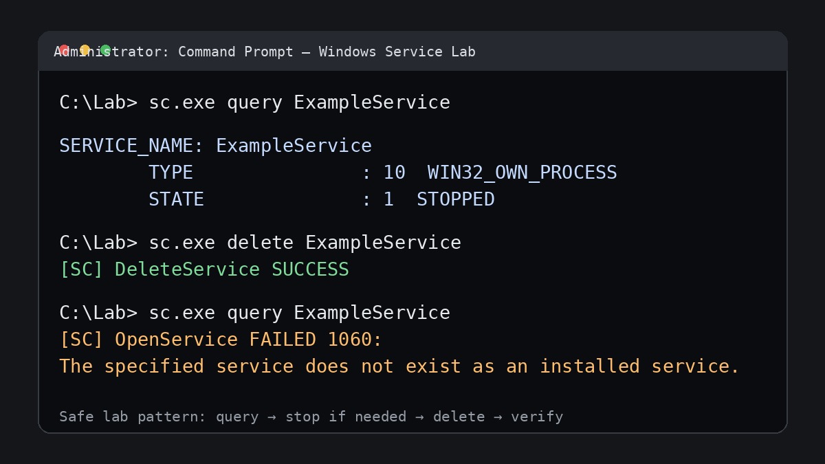 Windows service management workstation with administrative command-line tools
